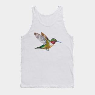 Ruby Throated Hummingbird painting (no background) Tank Top